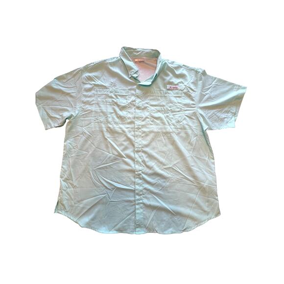 Columbia PFG Mens Omni_Shade Button Shirt Size XXL Aqua Blue Fishing Hiking - Picture 1 of 4